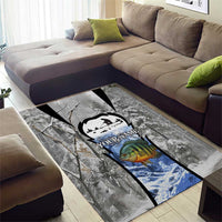 Custom Bluegill Ice Fishing Winter Camo Area Rug with Snowy Forest Background Colorful Fish - Wonder Print Shop