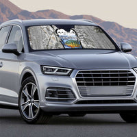 Custom Bluegill Ice Fishing Winter Camo Auto Sun Shade with Snowy Forest Background Colorful Fish - Wonder Print Shop