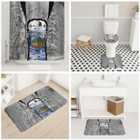 Custom Bluegill Ice Fishing Winter Camo Bathroom Set with Snowy Forest Background Colorful Fish - Wonder Print Shop