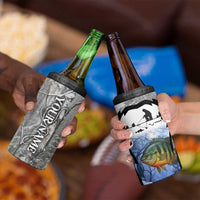 Custom Bluegill Ice Fishing Winter Camo 4 in 1 Can Cooler Tumbler with Snowy Forest Background Colorful Fish - Wonder Print Shop