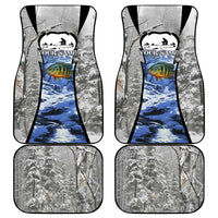 Custom Bluegill Ice Fishing Winter Camo Car Mats with Snowy Forest Background Colorful Fish - Wonder Print Shop