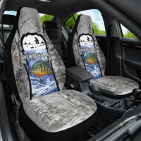 Custom Bluegill Ice Fishing Winter Camo Car Seat Cover with Snowy Forest Background Colorful Fish - Wonder Print Shop