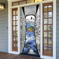 Custom Bluegill Ice Fishing Winter Camo Door Cover with Snowy Forest Background Colorful Fish - Wonder Print Shop