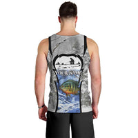 Custom Bluegill Ice Fishing Winter Camo Men Tank Top with Snowy Forest Background Colorful Fish - Wonder Print Shop