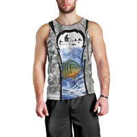 Custom Bluegill Ice Fishing Winter Camo Men Tank Top with Snowy Forest Background Colorful Fish - Wonder Print Shop