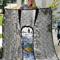 Custom Bluegill Ice Fishing Winter Camo Quilt with Snowy Forest Background Colorful Fish - Wonder Print Shop