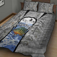 Custom Bluegill Ice Fishing Winter Camo Quilt Bed Set with Snowy Forest Background Colorful Fish - Wonder Print Shop