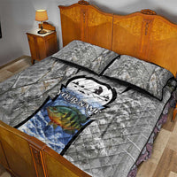 Custom Bluegill Ice Fishing Winter Camo Quilt Bed Set with Snowy Forest Background Colorful Fish - Wonder Print Shop