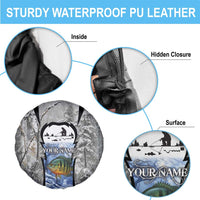 Custom Bluegill Ice Fishing Winter Camo Spare Tire Cover with Snowy Forest Background Colorful Fish - Wonder Print Shop