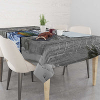 Custom Bluegill Ice Fishing Winter Camo Tablecloth with Snowy Forest Background Colorful Fish - Wonder Print Shop