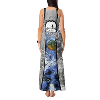 Custom Bluegill Ice Fishing Winter Camo Tank Maxi Dress with Snowy Forest Background Colorful Fish - Wonder Print Shop