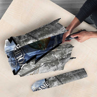 Custom Bluegill Ice Fishing Winter Camo Umbrella with Snowy Forest Background Colorful Fish - Wonder Print Shop