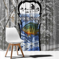 Custom Bluegill Ice Fishing Winter Camo Window Curtain with Snowy Forest Background Colorful Fish - Wonder Print Shop