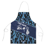 Custom Blue Wine Camo Pattern Golf Apron with Blue Golf Club Pattern Cart and Ball Graphic - Wonder Print Shop