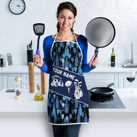 Custom Blue Wine Camo Pattern Golf Apron with Blue Golf Club Pattern Cart and Ball Graphic - Wonder Print Shop