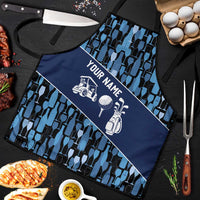 Custom Blue Wine Camo Pattern Golf Apron with Blue Golf Club Pattern Cart and Ball Graphic - Wonder Print Shop