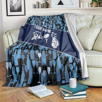 Custom Blue Wine Camo Pattern Golf Blanket with Blue Golf Club Pattern Cart and Ball Graphic - Wonder Print Shop