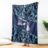 Custom Blue Wine Camo Pattern Golf Blanket with Blue Golf Club Pattern Cart and Ball Graphic - Wonder Print Shop