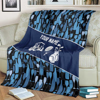Custom Blue Wine Camo Pattern Golf Blanket with Blue Golf Club Pattern Cart and Ball Graphic - Wonder Print Shop
