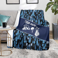 Custom Blue Wine Camo Pattern Golf Blanket with Blue Golf Club Pattern Cart and Ball Graphic - Wonder Print Shop