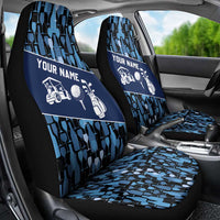 Custom Blue Wine Camo Pattern Golf Car Seat Cover with Blue Golf Club Pattern Cart and Ball Graphic - Wonder Print Shop