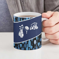 Custom Blue Wine Camo Pattern Golf Ceramic Mug with Blue Golf Club Pattern Cart and Ball Graphic - Wonder Print Shop