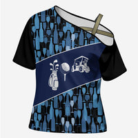 Custom Blue Wine Camo Pattern Golf Cross Shoulder Shirt with Blue Golf Club Pattern Cart and Ball Graphic - Wonder Print Shop