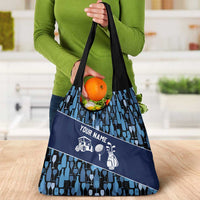 Custom Blue Wine Camo Pattern Golf Grocery Bag with Blue Golf Club Pattern Cart and Ball Graphic - Wonder Print Shop