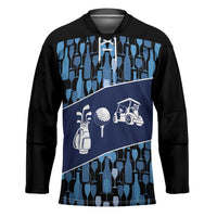 Custom Blue Wine Camo Pattern Golf Hockey Jersey with Blue Golf Club Pattern Cart and Ball Graphic - Wonder Print Shop