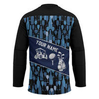 Custom Blue Wine Camo Pattern Golf Hockey Jersey with Blue Golf Club Pattern Cart and Ball Graphic - Wonder Print Shop