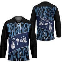 Custom Blue Wine Camo Pattern Golf Hockey Jersey with Blue Golf Club Pattern Cart and Ball Graphic - Wonder Print Shop