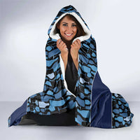 Custom Blue Wine Camo Pattern Golf Hooded Blanket with Blue Golf Club Pattern Cart and Ball Graphic - Wonder Print Shop