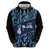 Custom Blue Wine Camo Pattern Golf Hoodie with Blue Golf Club Pattern Cart and Ball Graphic - Wonder Print Shop