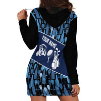 Custom Blue Wine Camo Pattern Golf Hoodie Dress with Blue Golf Club Pattern Cart and Ball Graphic - Wonder Print Shop