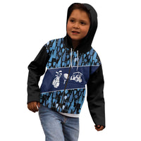 Custom Blue Wine Camo Pattern Golf Kid Hoodie with Blue Golf Club Pattern Cart and Ball Graphic - Wonder Print Shop