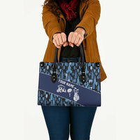 Custom Blue Wine Camo Pattern Golf Leather Bag with Blue Golf Club Pattern Cart and Ball Graphic - Wonder Print Shop