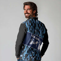 Custom Blue Wine Camo Pattern Golf Long Sleeve Polo Shirt with Blue Golf Club Pattern Cart and Ball Graphic - Wonder Print Shop