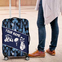Custom Blue Wine Camo Pattern Golf Luggage Cover with Blue Golf Club Pattern Cart and Ball Graphic - Wonder Print Shop