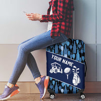 Custom Blue Wine Camo Pattern Golf Luggage Cover with Blue Golf Club Pattern Cart and Ball Graphic - Wonder Print Shop