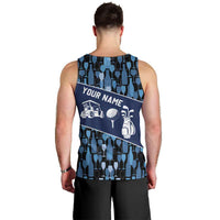 Custom Blue Wine Camo Pattern Golf Men Tank Top with Blue Golf Club Pattern Cart and Ball Graphic - Wonder Print Shop