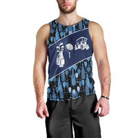 Custom Blue Wine Camo Pattern Golf Men Tank Top with Blue Golf Club Pattern Cart and Ball Graphic - Wonder Print Shop