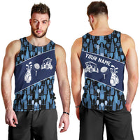 Custom Blue Wine Camo Pattern Golf Men Tank Top with Blue Golf Club Pattern Cart and Ball Graphic - Wonder Print Shop