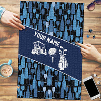 Custom Blue Wine Camo Pattern Golf Puzzle with Blue Golf Club Pattern Cart and Ball Graphic - Wonder Print Shop