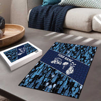 Custom Blue Wine Camo Pattern Golf Puzzle with Blue Golf Club Pattern Cart and Ball Graphic - Wonder Print Shop