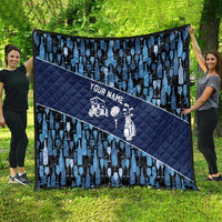 Custom Blue Wine Camo Pattern Golf Quilt with Blue Golf Club Pattern Cart and Ball Graphic - Wonder Print Shop