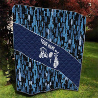 Custom Blue Wine Camo Pattern Golf Quilt with Blue Golf Club Pattern Cart and Ball Graphic - Wonder Print Shop