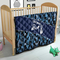 Custom Blue Wine Camo Pattern Golf Quilt with Blue Golf Club Pattern Cart and Ball Graphic - Wonder Print Shop