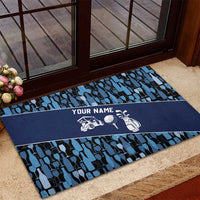 Custom Blue Wine Camo Pattern Golf Rubber Doormat with Blue Golf Club Pattern Cart and Ball Graphic - Wonder Print Shop