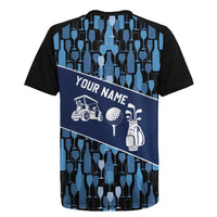 Custom Blue Wine Camo Pattern Golf Rugby Jersey with Blue Golf Club Pattern Cart and Ball Graphic - Wonder Print Shop