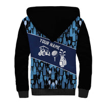 Custom Blue Wine Camo Pattern Golf Sherpa Hoodie with Blue Golf Club Pattern Cart and Ball Graphic - Wonder Print Shop